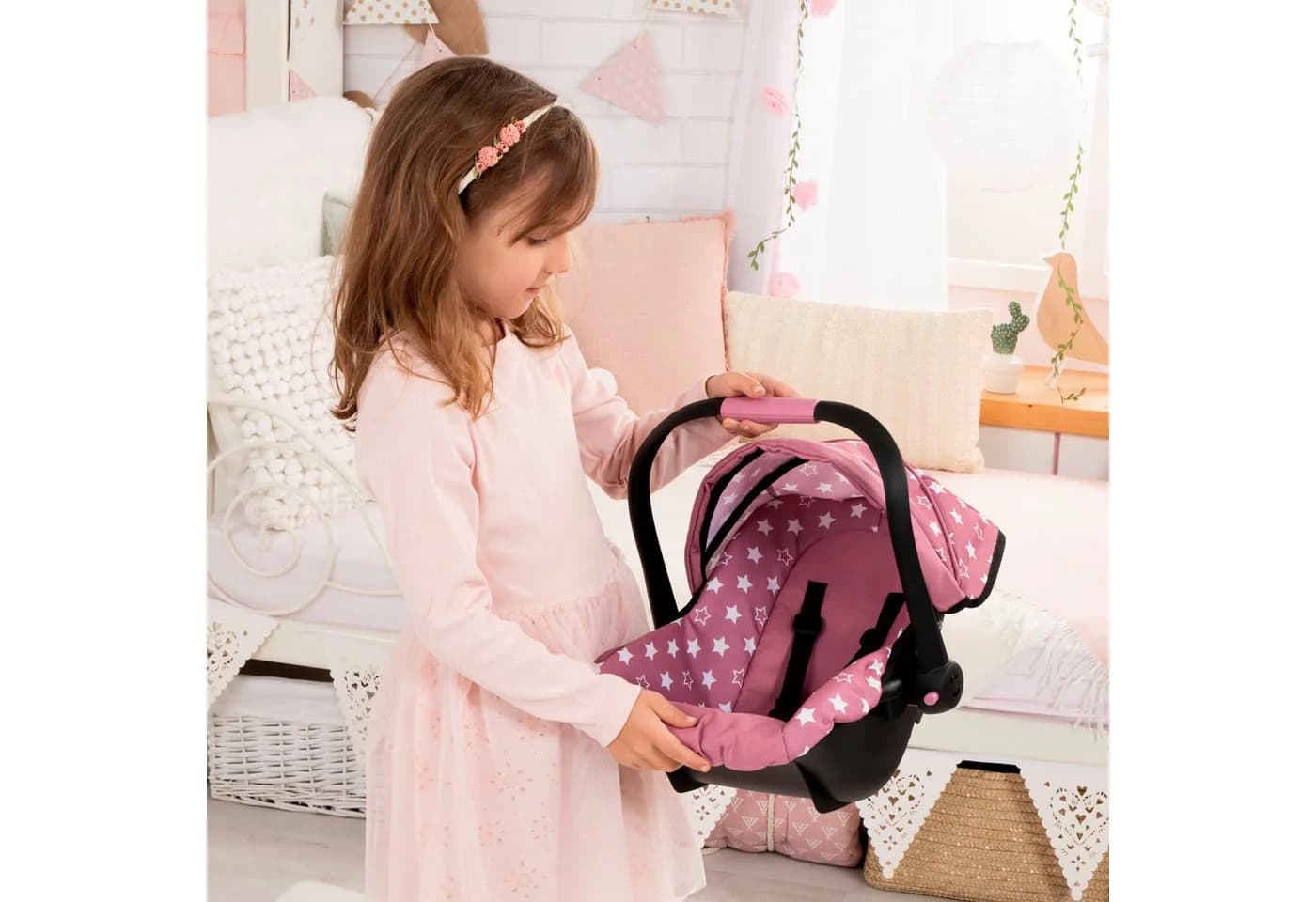 Bayer Puppen Autositz Blau/Rosa mit Dach - Bild 4