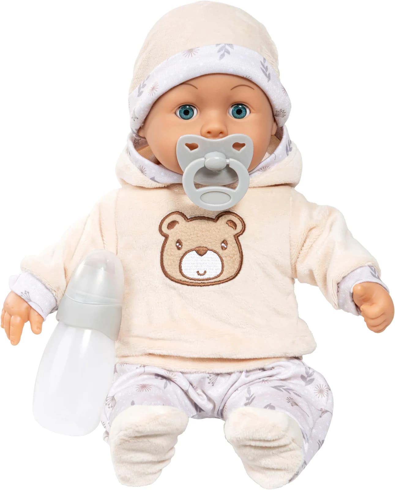 BAYER Babypuppe "First Words" 38 cm Beige/Weiß mit Geräuschen