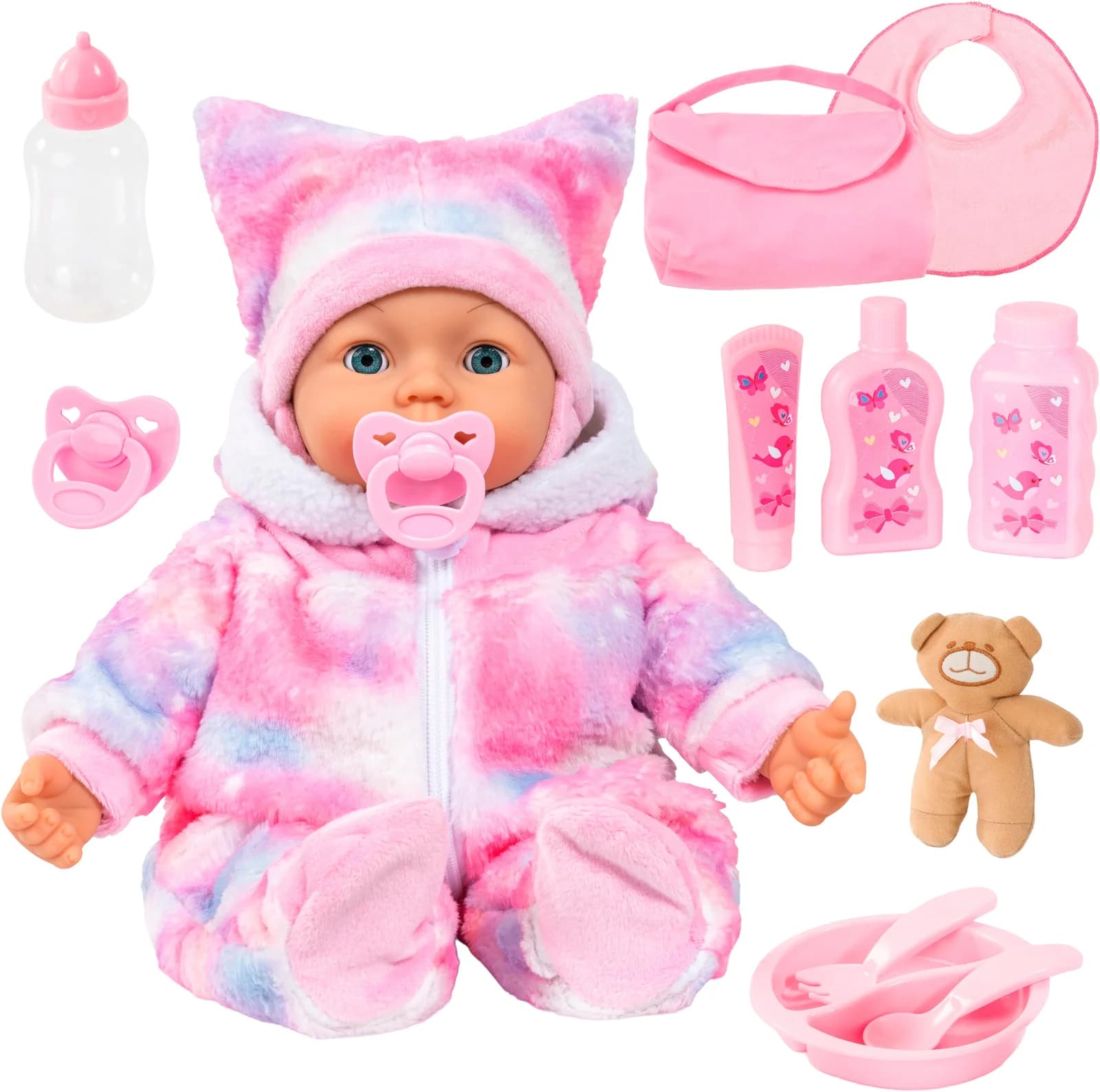 BAYER Babypuppe Piccolina Magic Eyes 46 cm Rosa Interaktiv