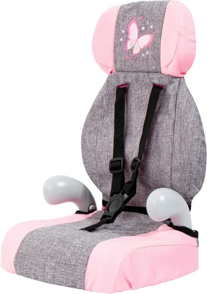 Bayer Puppen Autositz Deluxe Grau/Rosa mit Schmetterlings-Motiv - Bild 2