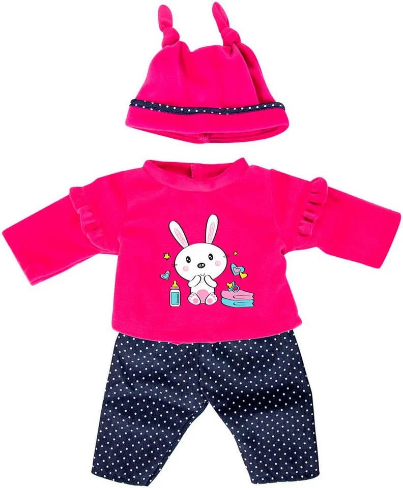 Bayer Puppenkleidung Set 3-tlg. Oberteil Hose Mütze Bunt Rosa - Bild 2