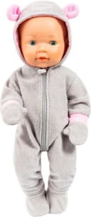 Bayer Puppenkleidung Plüschoverall Grau/Rosa 3-tlg Set Bild 3