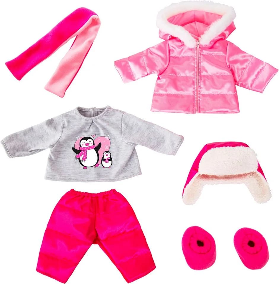 Bayer Puppenkleidung Winterjacke 42-46 cm Set 6-tlg. Rosa/Grau - Bild 2