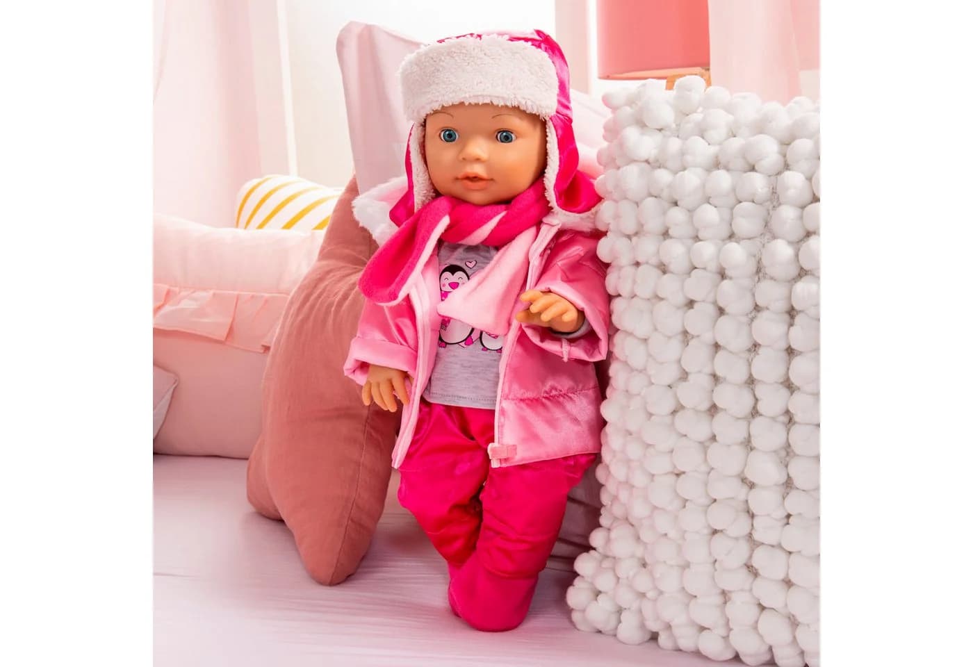 Bayer Puppenkleidung Winterjacke 42-46 cm Set 6-tlg. Rosa/Grau - Bild 5