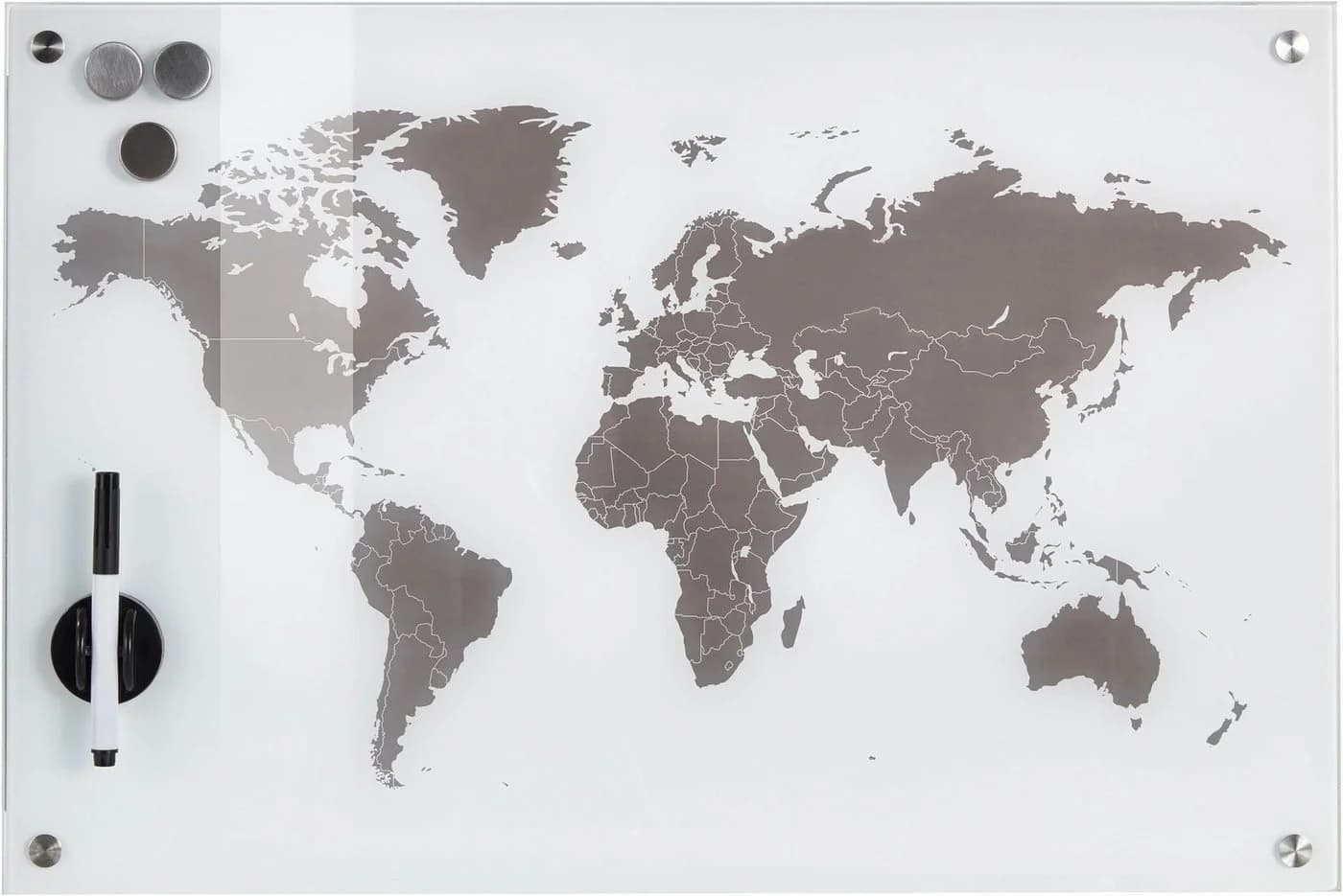Zeller Present Pinnwand Worldmap Glas 60x40