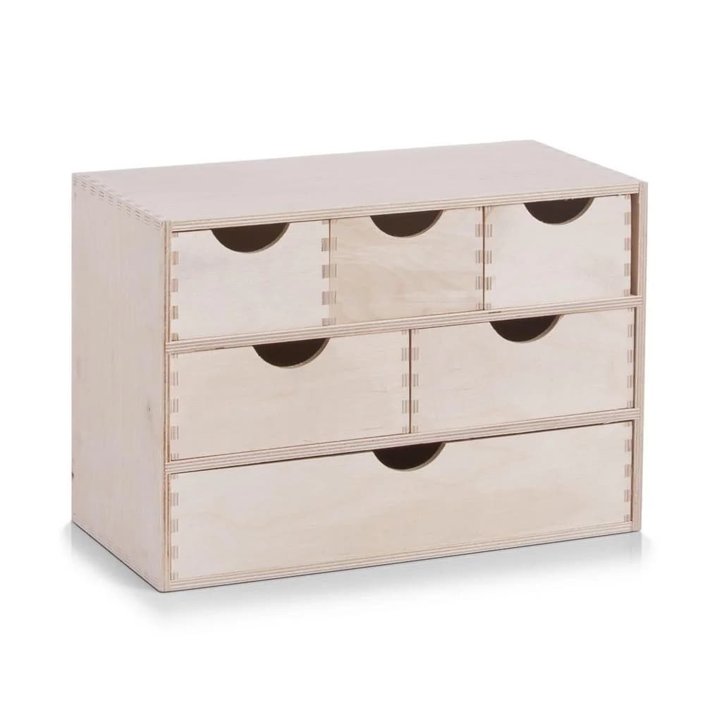 Zeller Present Regal Natur Birke Hartholz 6 Schubladen