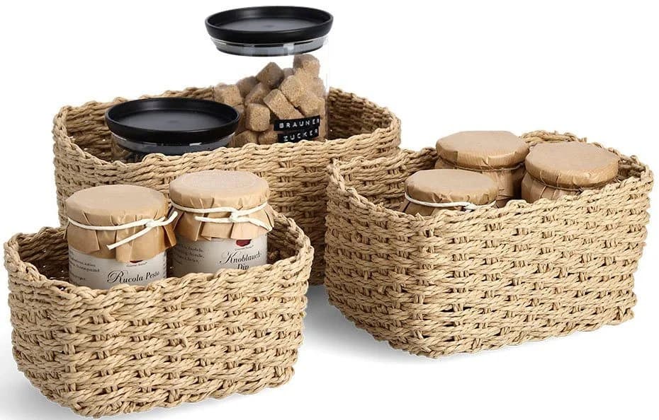 ZELLER PRESENT Aufbewahrungskorb Set 3-tlg. Beige Stapelbar Papier - Bild 2