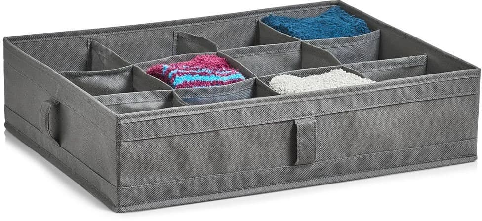 ZELLER PRESENT Organizer 12 Fächer Grau Faltbar Aufbewahrungsbox