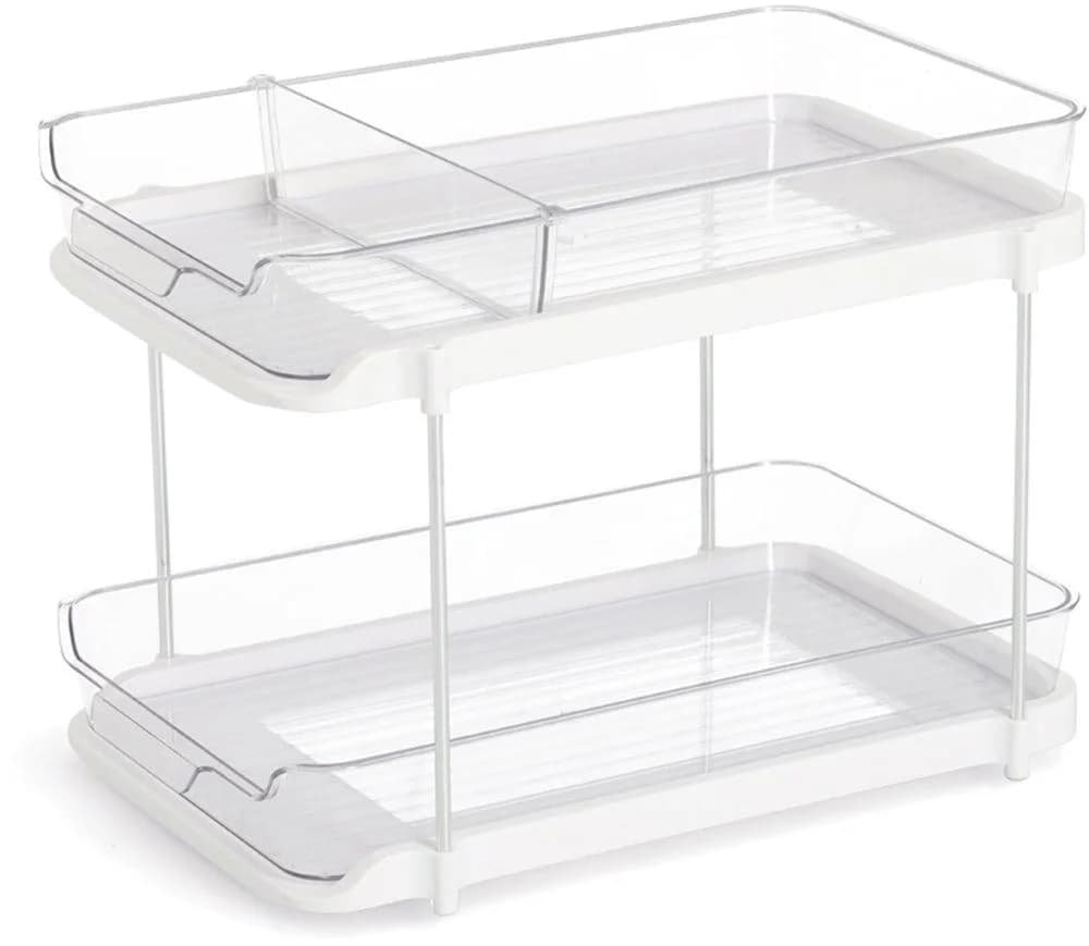 ZELLER PRESENT Etagenregal Kunststoff Transparent/Weiß 21,3x33,3x23,5 cm