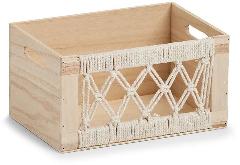 Zeller Present Dekokiste Aufbewahrungskiste Boho Holz Makramee-Design