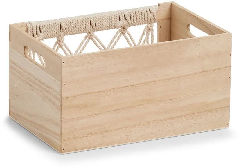 Zeller Present Dekokiste Aufbewahrungskiste Boho Holz Makramee-Design - Bild 2