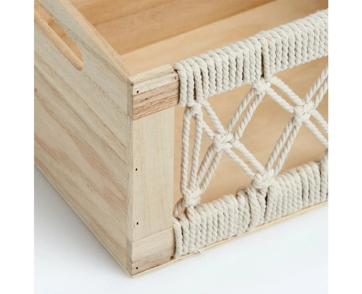 Zeller Present Dekokiste Aufbewahrungskiste Boho Holz Makramee-Design - Bild 4