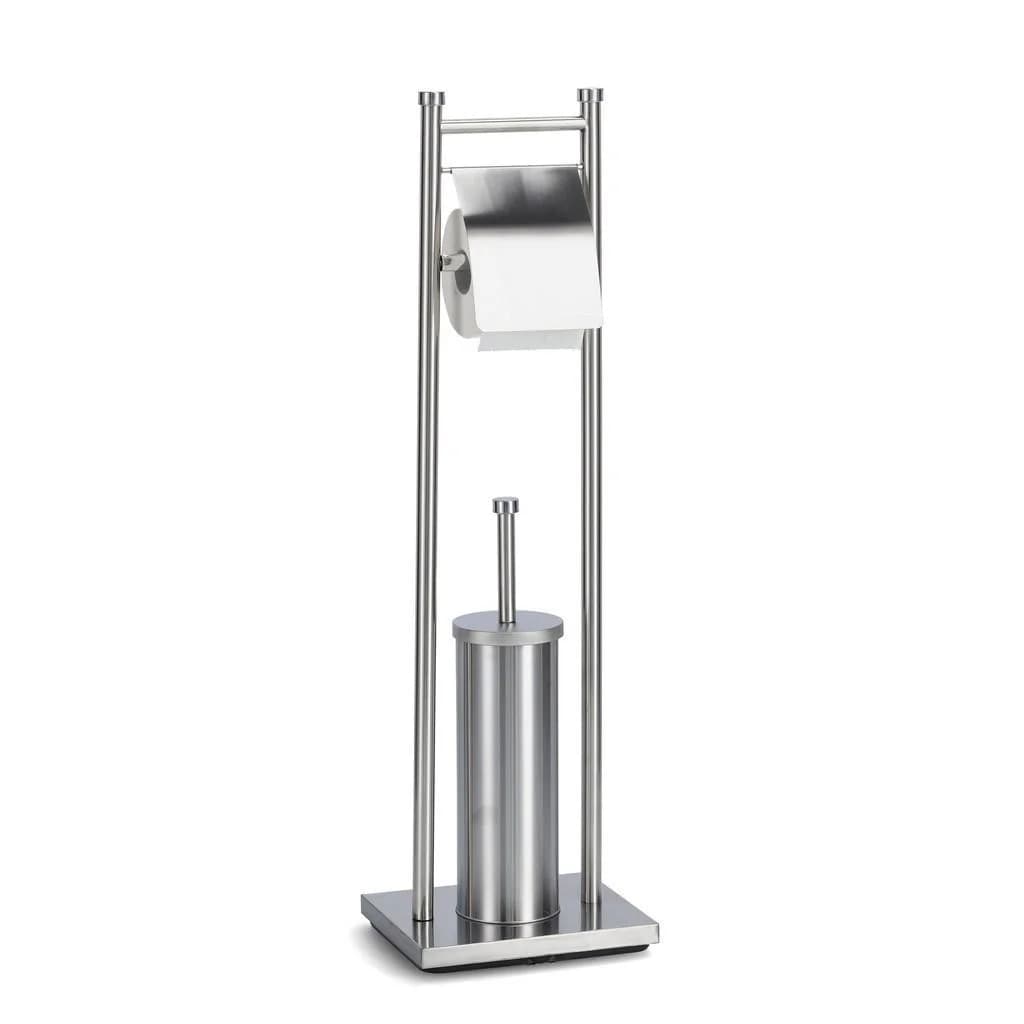 Zeller Present WC-Bürstenkombination Silber Metall mit Papierhalter