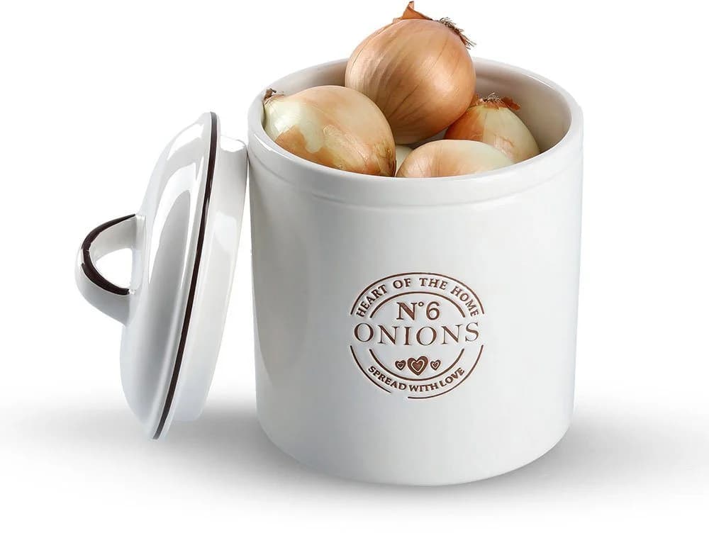 ZELLER PRESENT Vorratsdose Onions Weiß Dekorativ