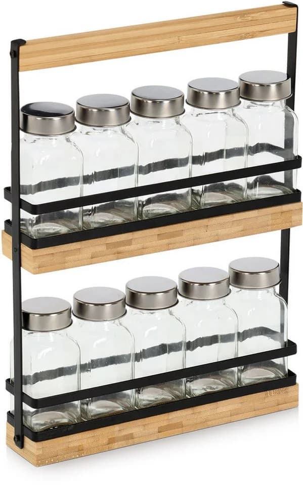 Zeller Present Gewürzständer Set 11-tlg. Glas/Metall/Bambus - Bild 2