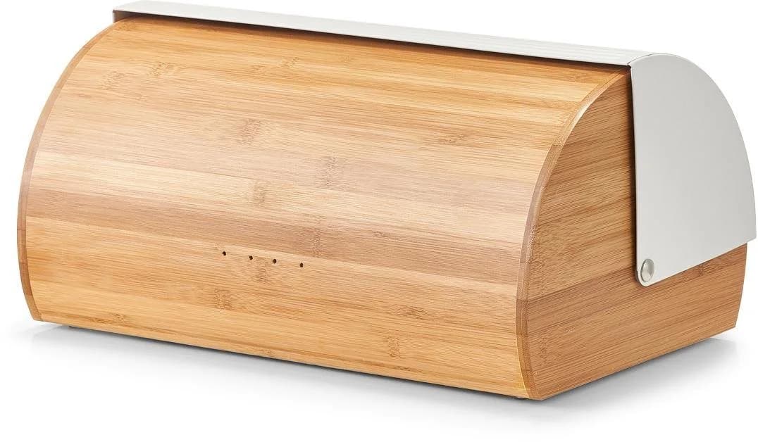 Brotkasten ZELLER PRESENT weiß Bambus Metall