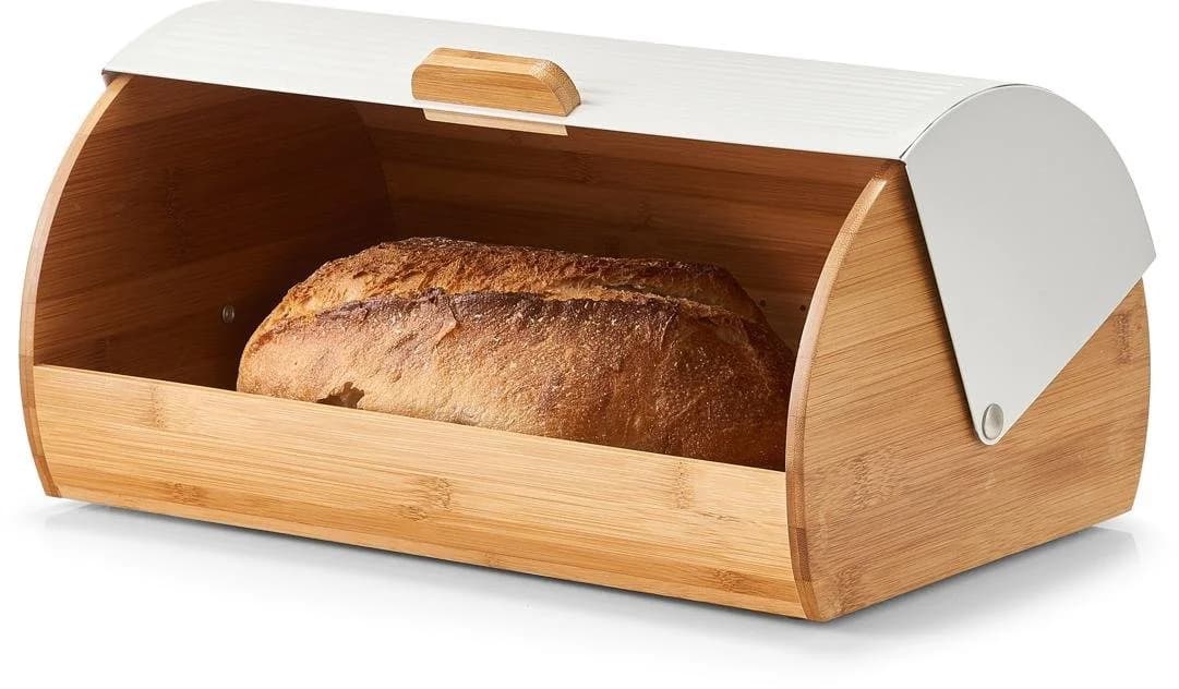 Brotkasten ZELLER PRESENT weiß Bambus Metall - Bild 2