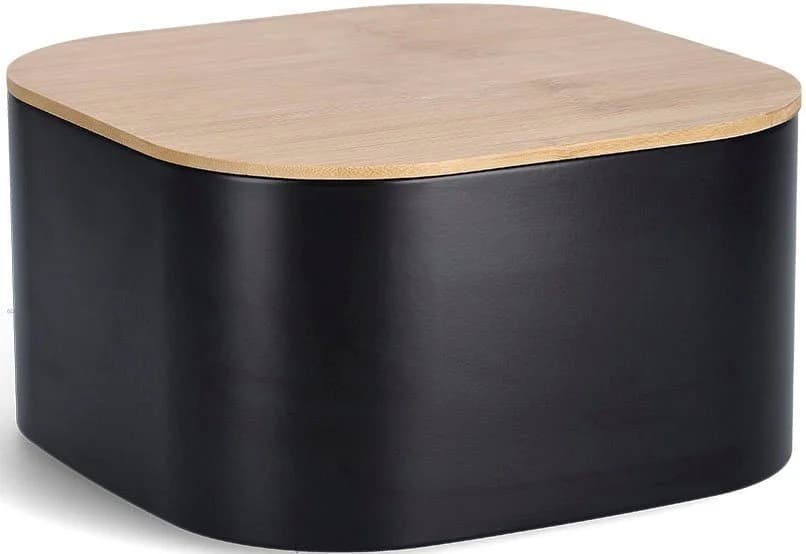 Brotkasten ZELLER PRESENT schwarz mit Bambusdeckel - Bild 2