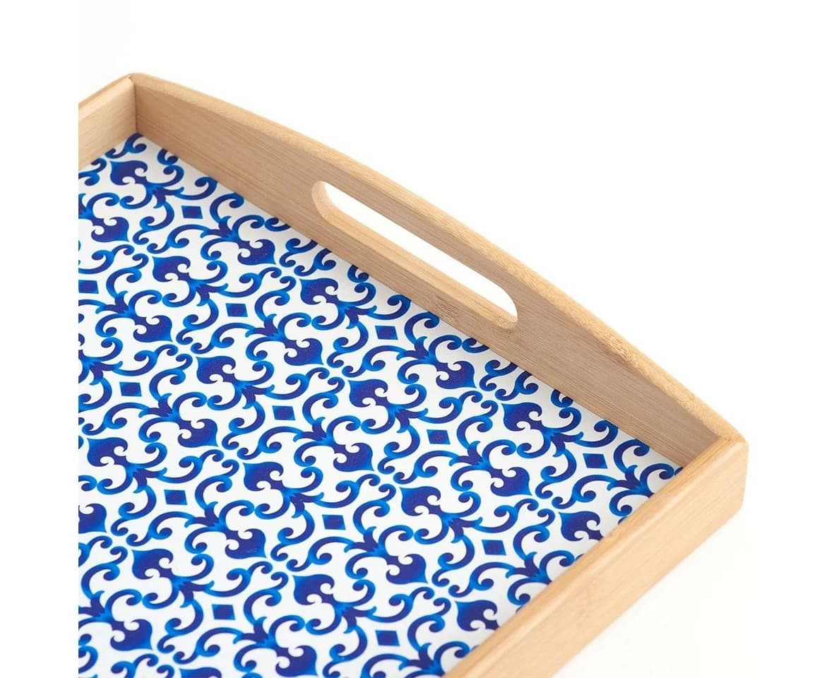 Zeller Present Serviertablett Marokko Bambus Blau/Weiß - Bild 4