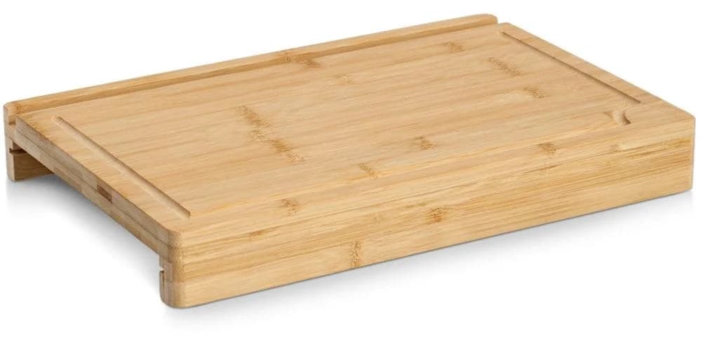 Schneidebrett ZELLER PRESENT mit Tablet-Halter Hellbraun/Weiß Bambus Kunststoff