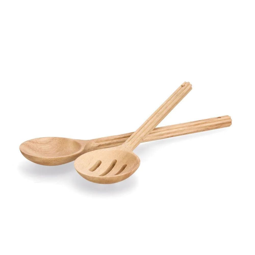 ZELLER Salatbesteck Stripes Natur Holzwerkstoff