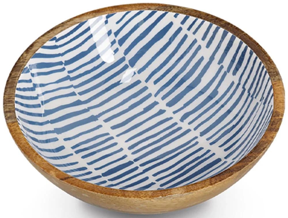 ZELLER Schale Mangoholz mit Streifendekor Blau