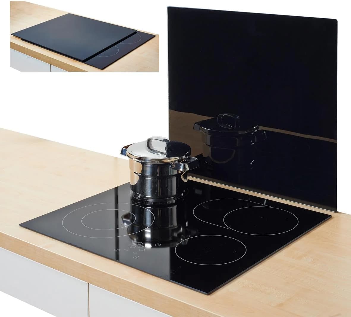 ZELLER PRESENT Herdblende-/Abdeckplatte XL Glas Schwarz