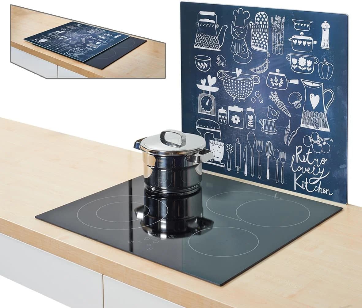 ZELLER PRESENT Herdblende-/Abdeckplatte Lovely Kitchen Schwarz Glas