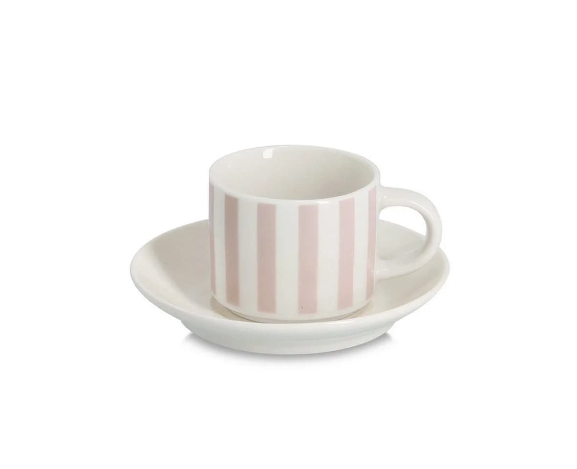 Zeller Present Espresso-Set "Stripes" 8-tlg. beige/weiß