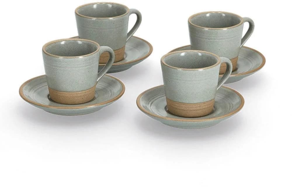 Zeller Present Espressotasse Set 8-teilig Grau-Braun Steingut