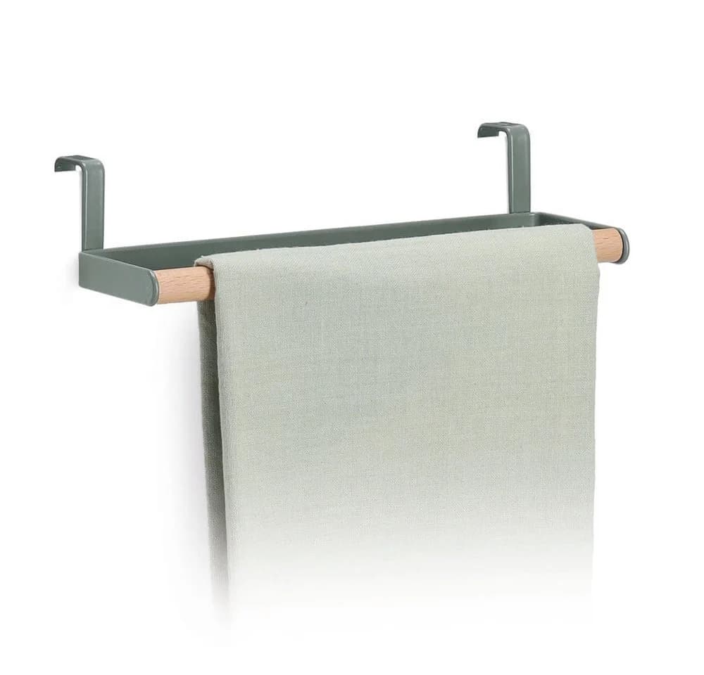 Zeller Present Küchenorganizer-Set Türhandtuchhalter, Metall/Buche, Salbei