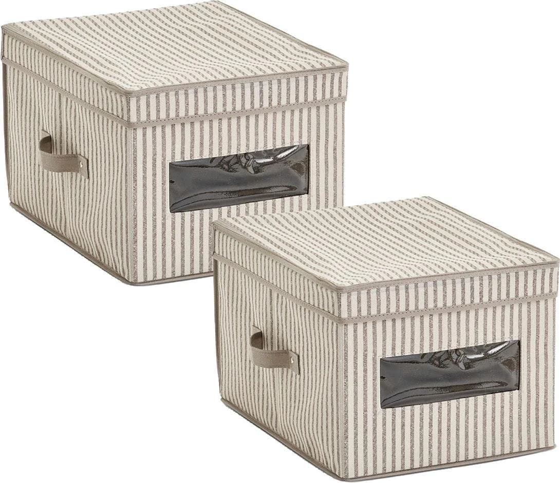Zeller Present Aufbewahrungsbox Stripes 2-tlg. Beige Vlies mit Sichtfenster - Bild 2