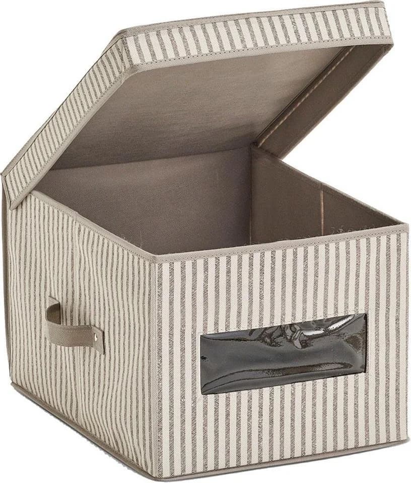 Zeller Present Aufbewahrungsbox Stripes 2-tlg. Beige Vlies mit Sichtfenster - Bild 4