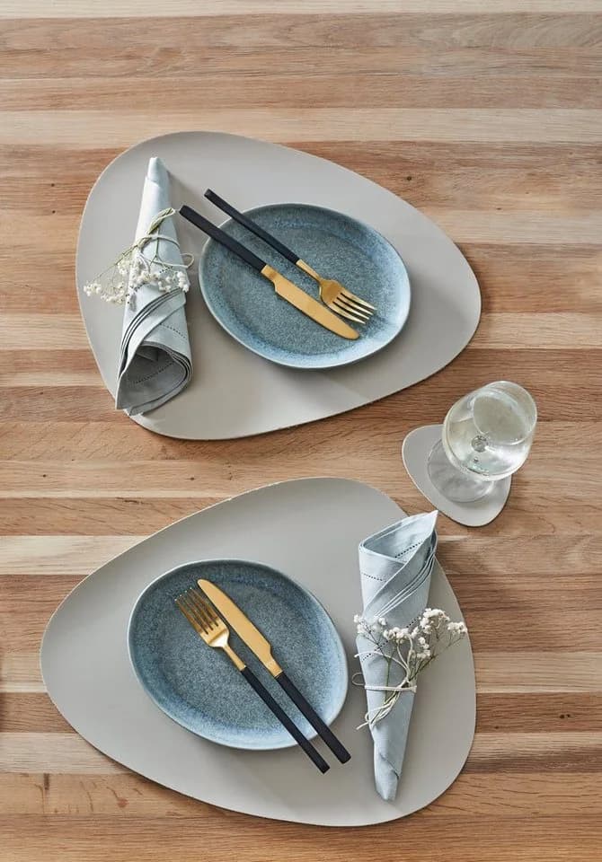 ZELLER PRESENT Platzset Set 6-tlg. Beige Kunstleder Curve Design - Bild 3