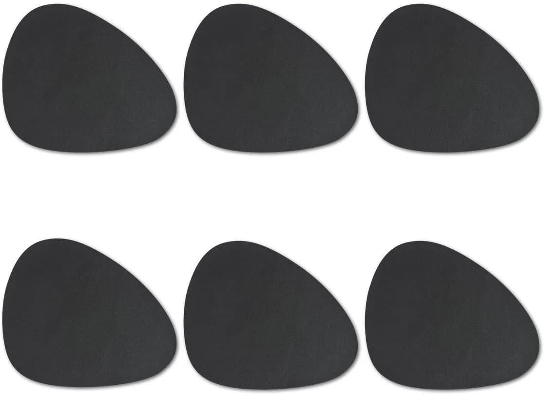ZELLER PRESENT Platzset Set Schwarz Kunstleder Oval 6-tlg.