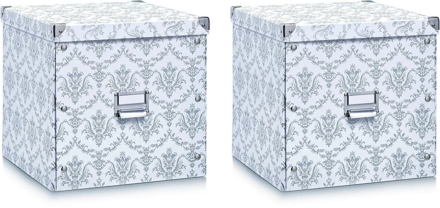 Zeller Present Aufbewahrungsbox 2er Set Weiß Robuste Pappe - Bild 2