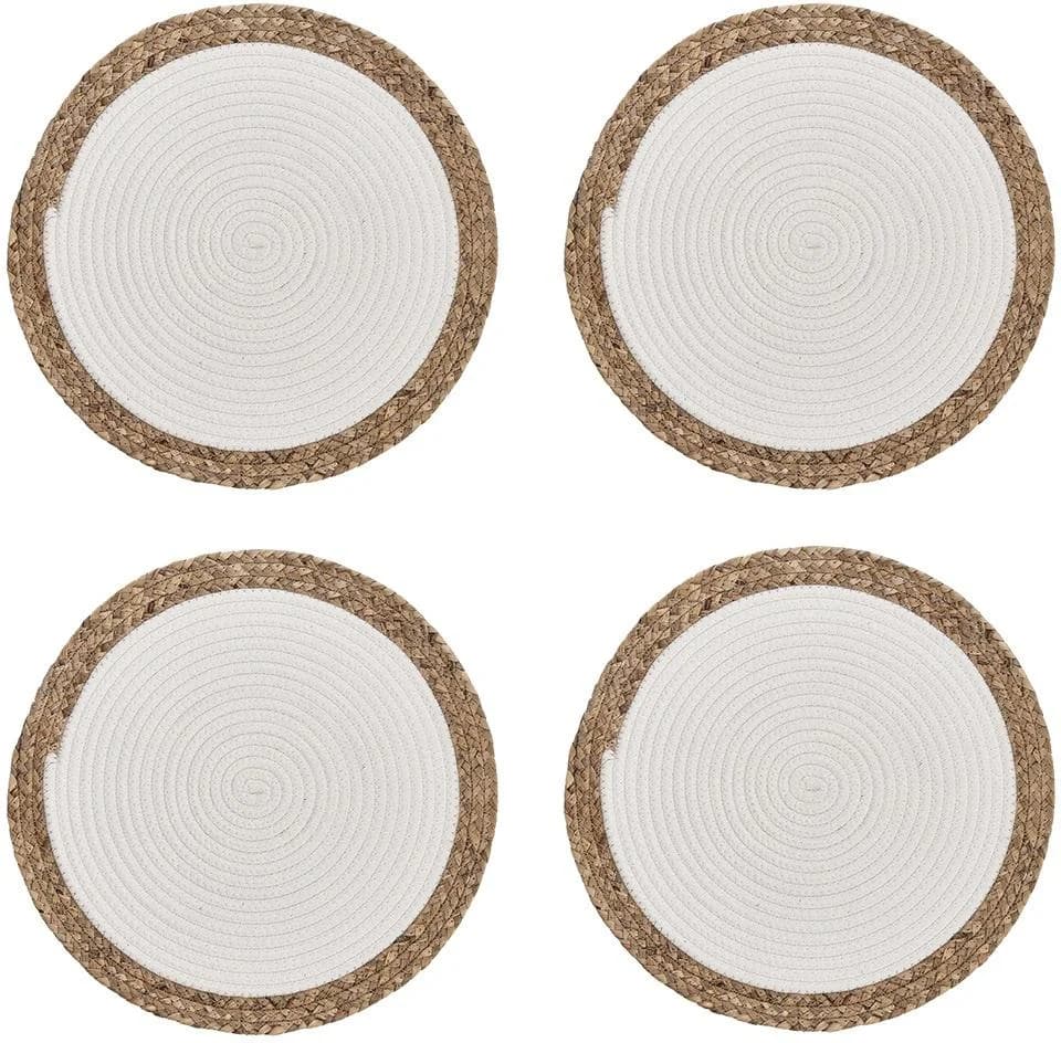 ZELLER PRESENT Platzset Set 4-tlg. Rund Weiß/Natur