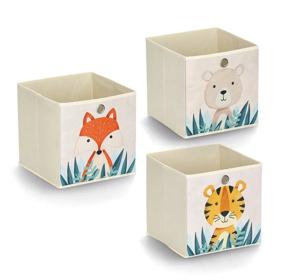 Zeller Present Aufbewahrungsbox Animals Set 3-teilig Beige Vlies - Bild 2