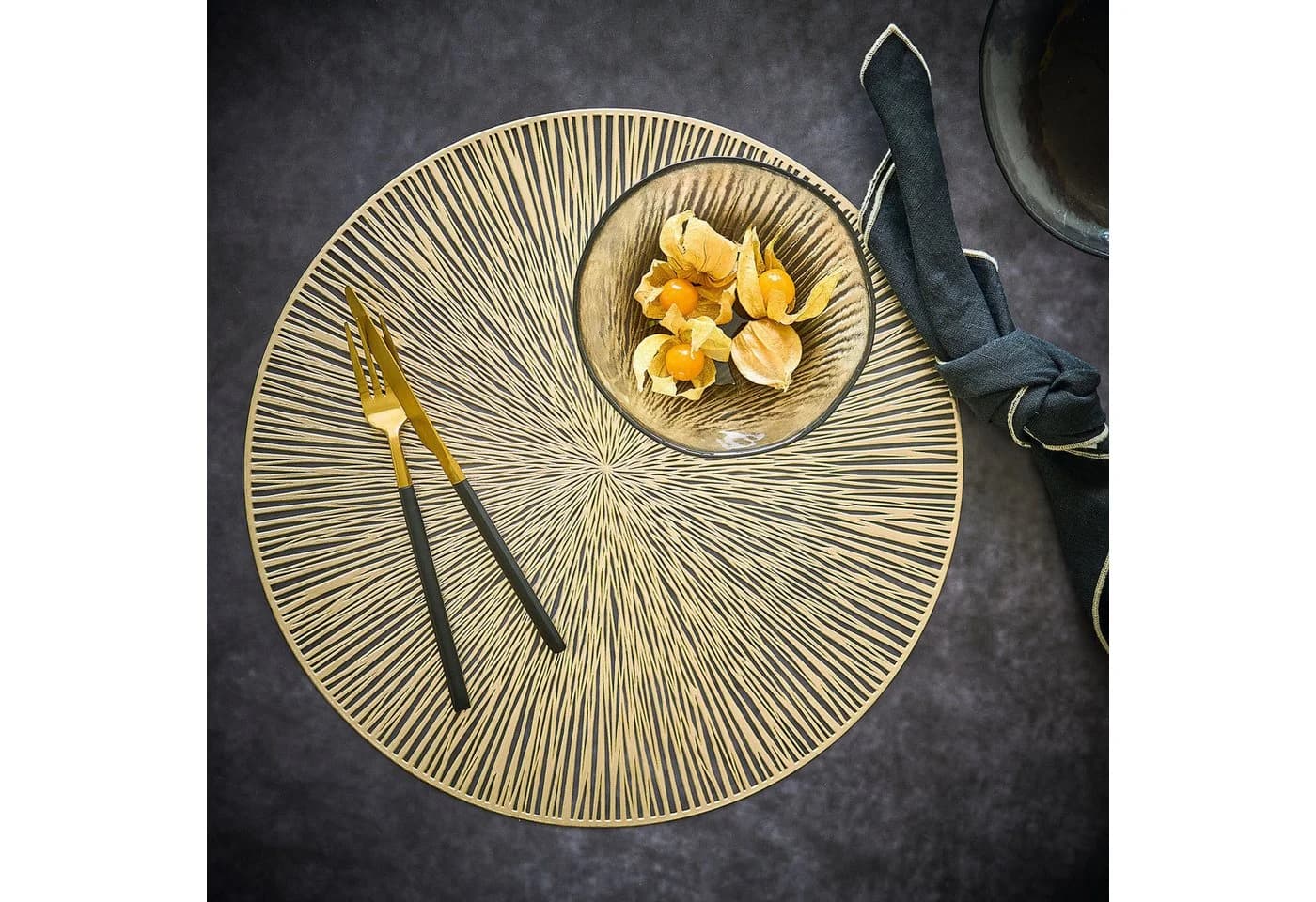 Zeller Present Platzset Gold Rund 38 cm Feierlicher Look