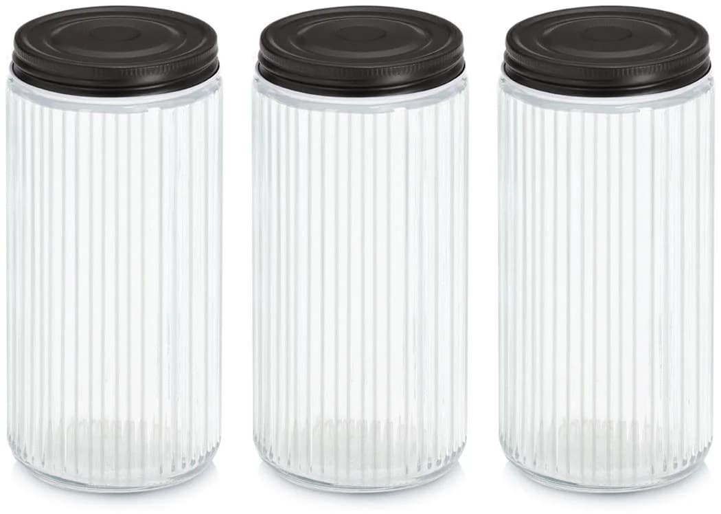 Vorratsglas ZELLER PRESENT 3-tlg. Transparent Schwarz 950 ml