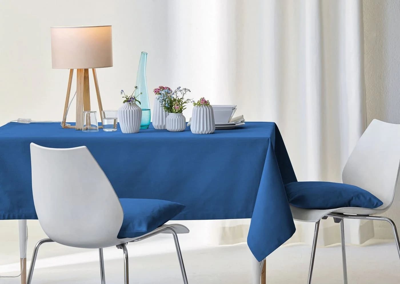 Tischdecke Apelt 4362 Rips - UNI Blau 100x100 cm Polyester-Baumwolle - Bild 3