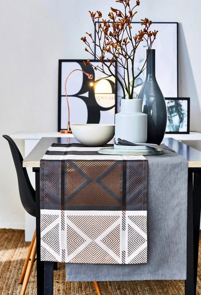 APELT Tischläufer Verona Loft Style Jacquard Beige Braun Grau