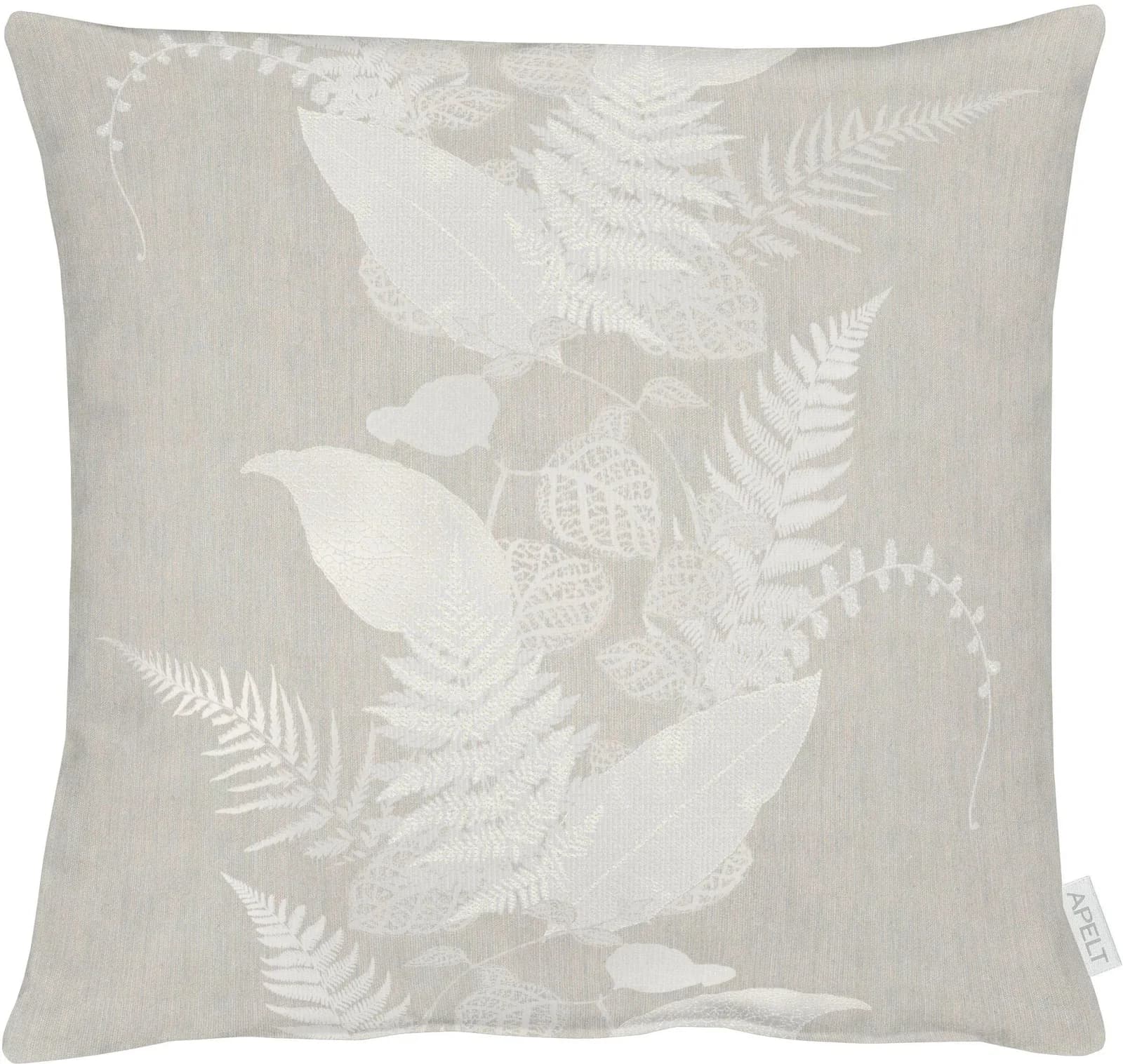 Apelt Kissenhülle 1604 Taupe Jacquard Blattmotiv 49x49cm