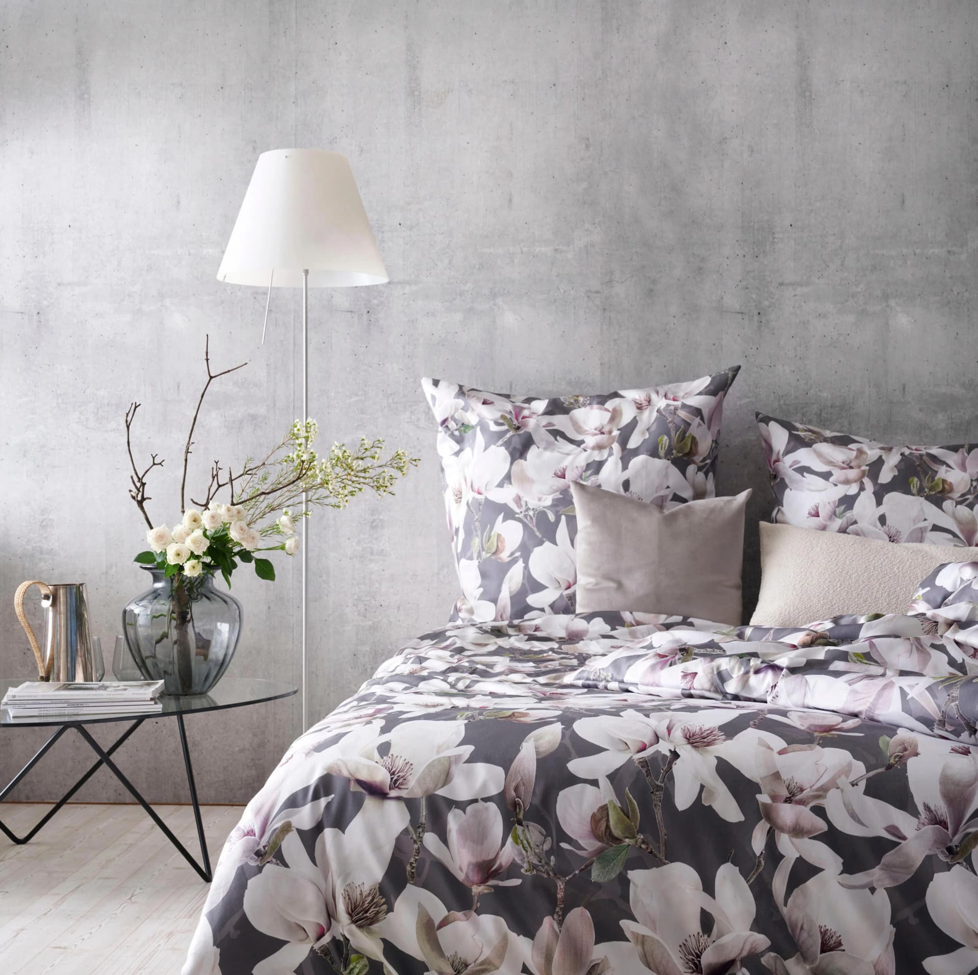 APELT Dorothy Wendebettwäsche Grau 100% Baumwolle Satin