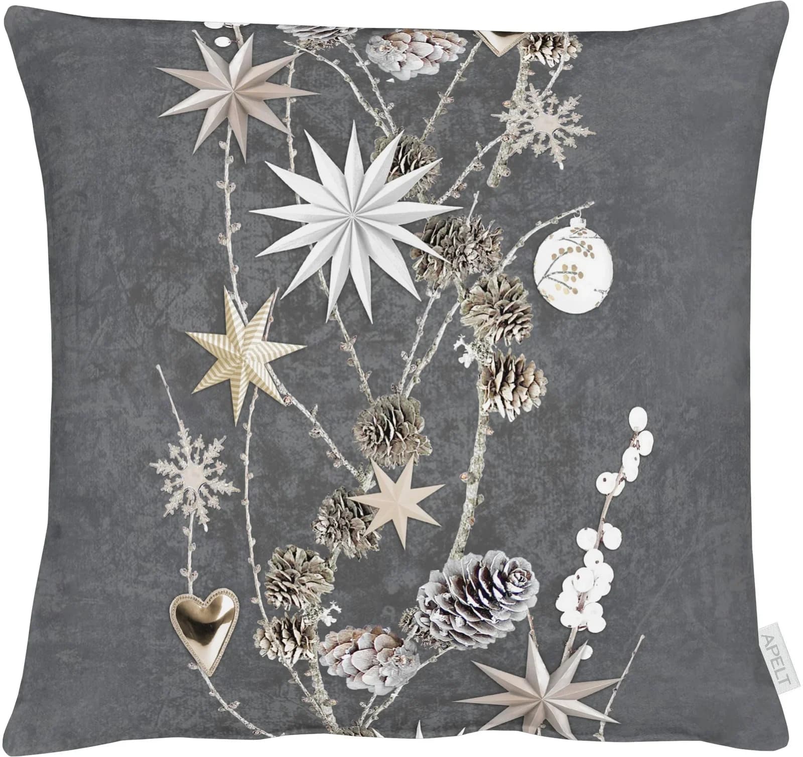 Apelt Dekokissen Wintermotiv Grau 45x45cm Baumwolle