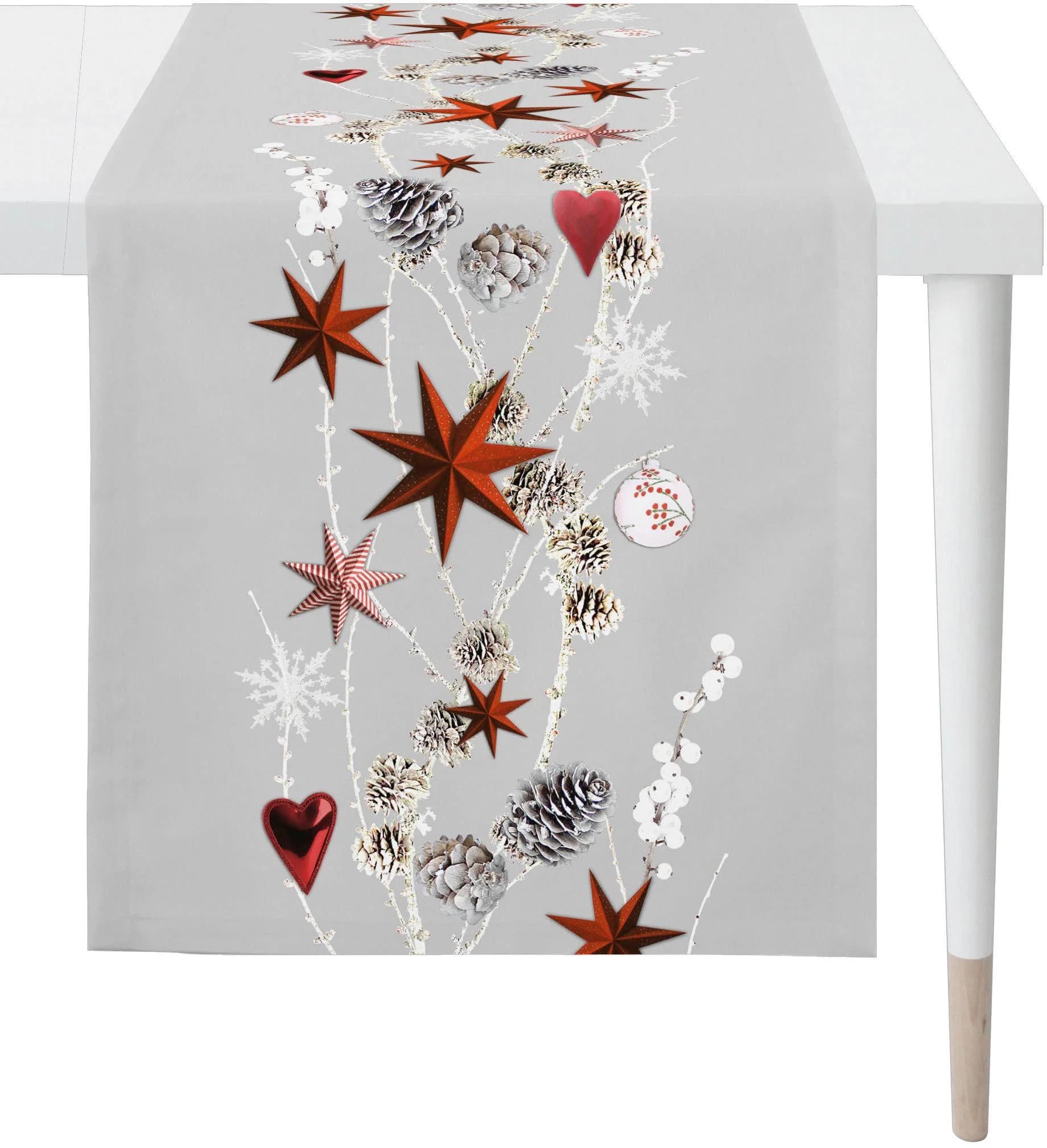 Apelt Tischläufer Winterwelt Weihnachtsdeko Rot Grau Silber