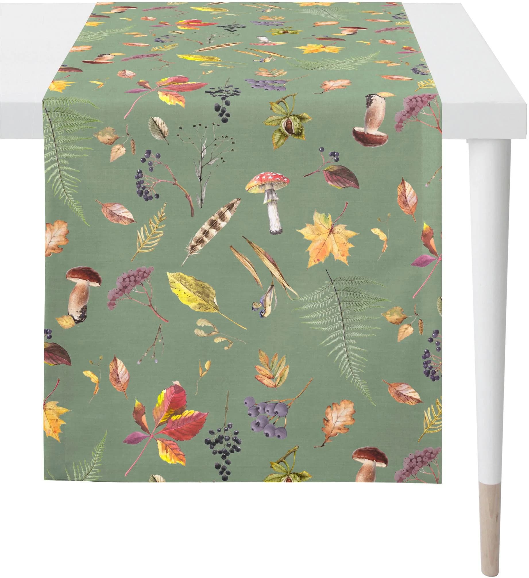 Apelt Tischläufer 5450 Braun Blumenmotiv 48x140cm