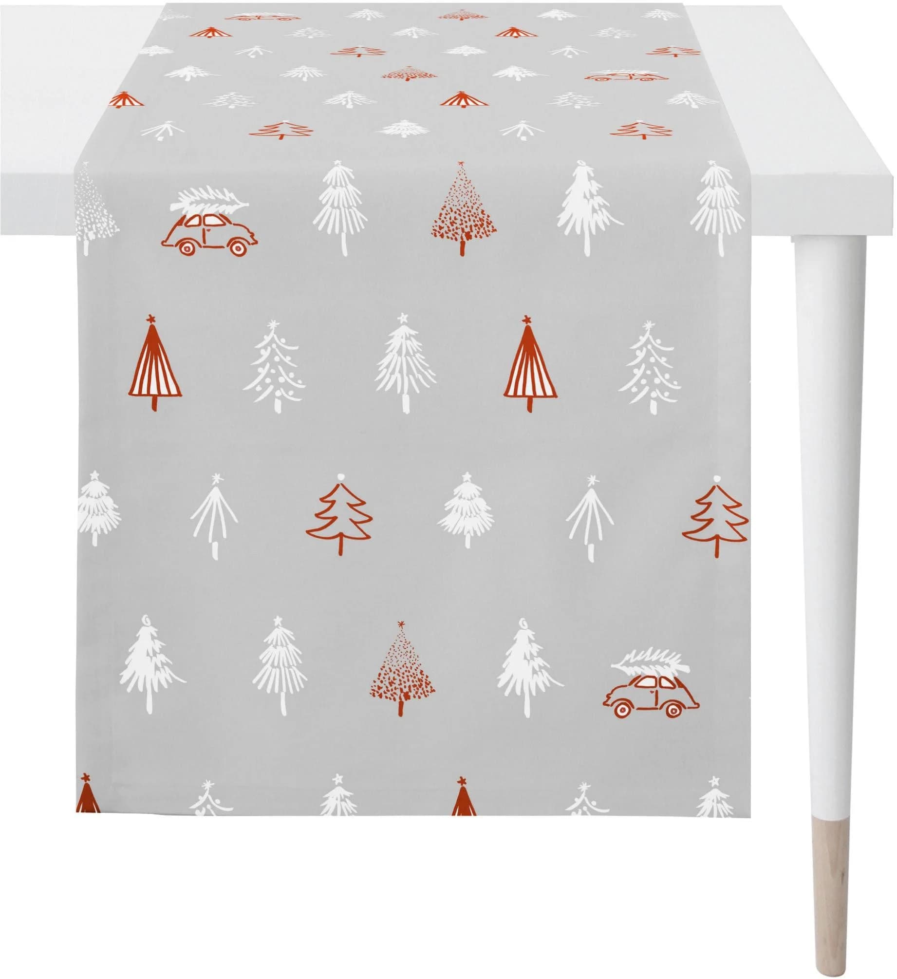 Apelt Tischläufer Winterwelt Grau-Rot 48x140cm