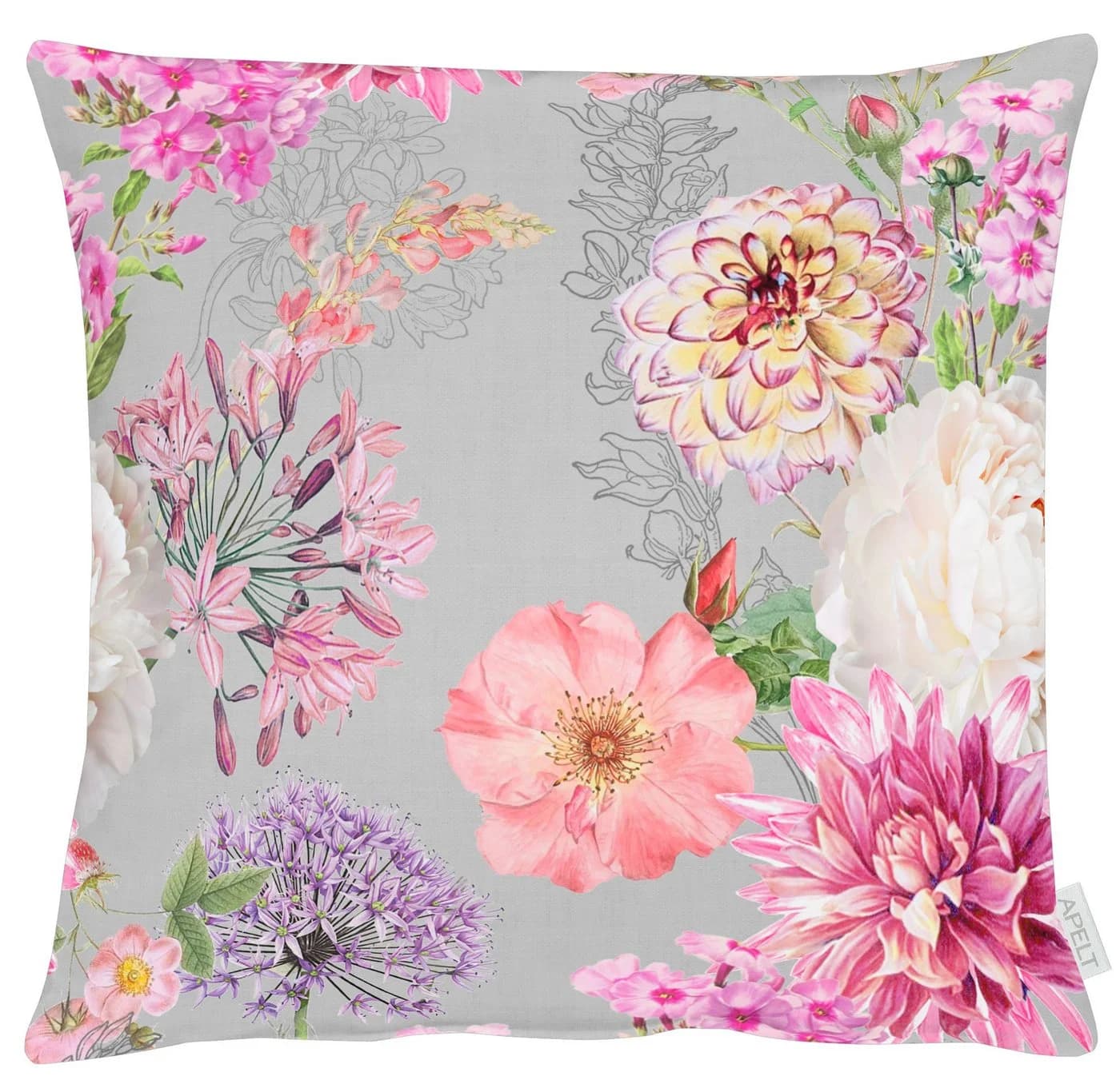 Apelt Kissenhülle 49x49cm Grau-Rosé Sommerblumen - Bild 2