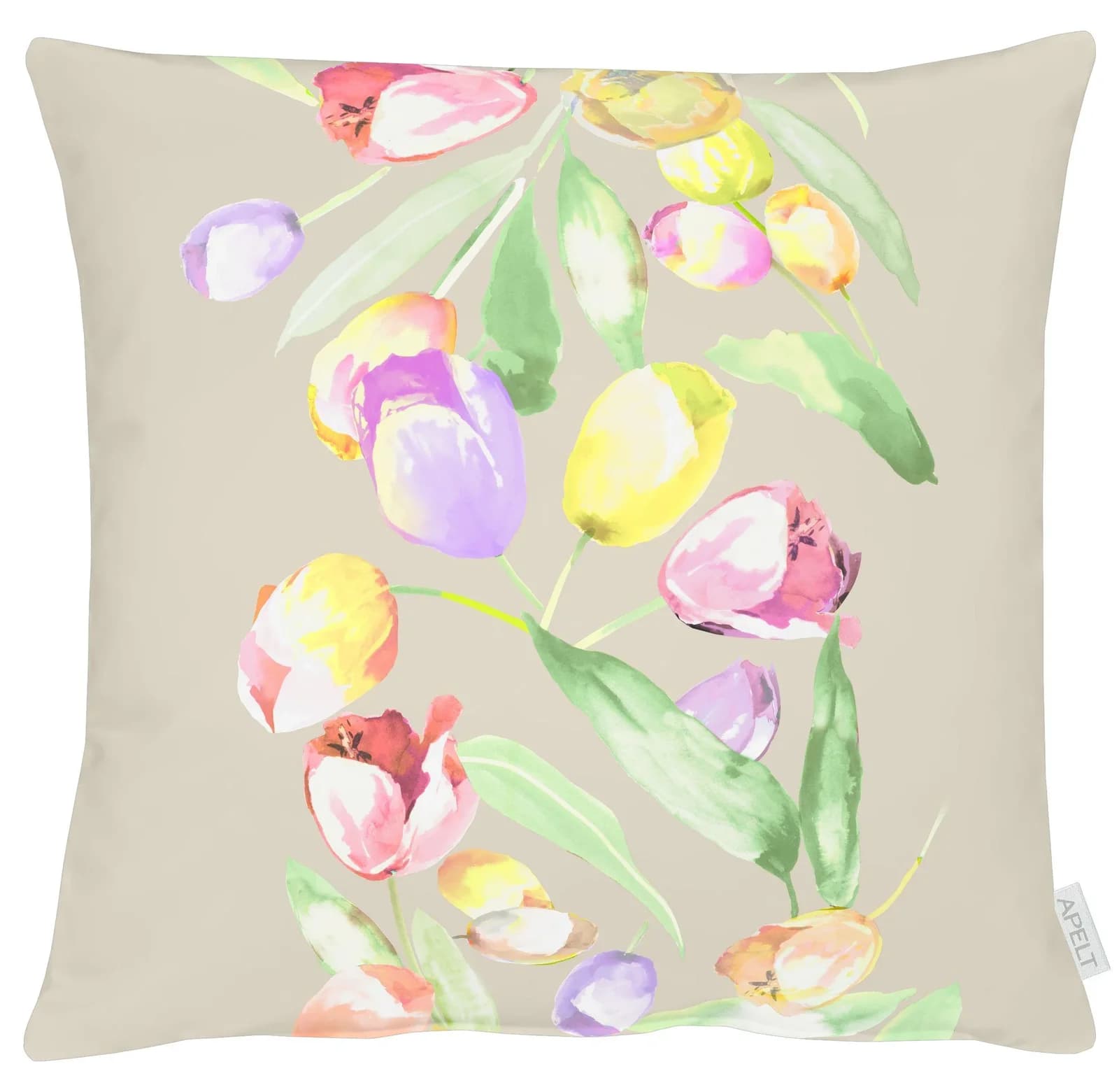 Dekokissen APELT Tulpen-Motiv Beige Bunt